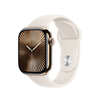 MX0A3CH/B Apple Watch S10 蜂窝 42 毫米金色钛金属表壳 星光色运动型表带-S/M