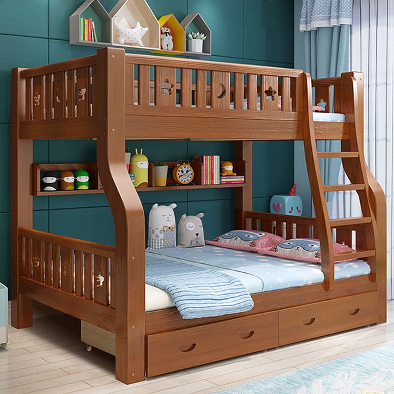 欧梵森 儿童床实木上下床多功能美式高低床双层床成人母子床上下铺子母床图片