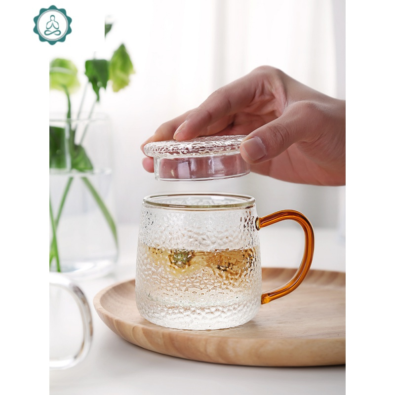玻璃水杯过滤网家用女带把泡茶杯ins风办公室透明好看的杯子带盖 封后