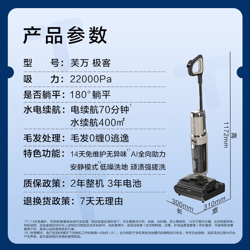 添可(TINECO)洗脱吸一体无线智能洗地机 FW52010ECN高清大图