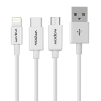 沃品(wopow)·LC806 1米iphone+Micro+Type-C三合一数据线-白色