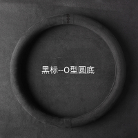 方向盘套超薄D型防滑冬季短绒毛绒麂皮绒把套翻毛皮反毛四季通用 炭黑-黑标【圆形】