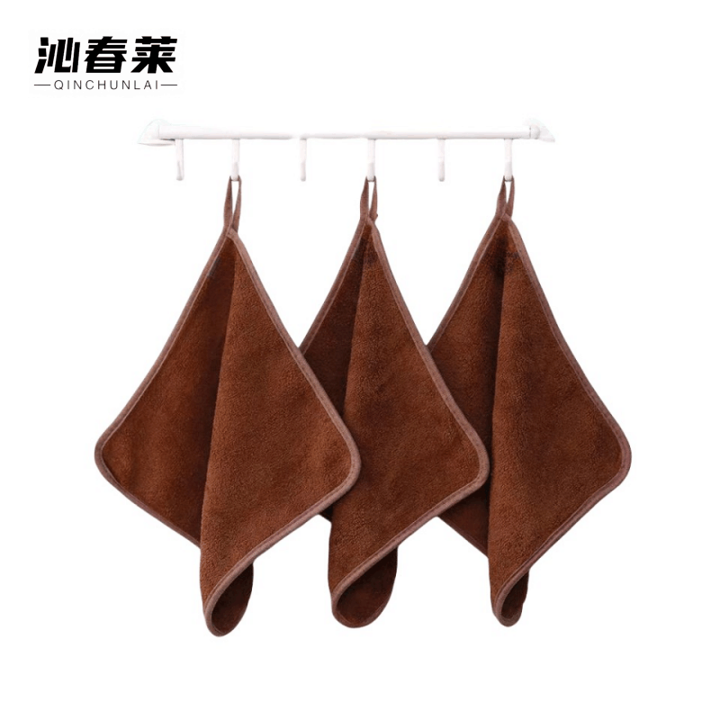 沁春莱加厚珊瑚绒抹布(咖啡色)30*30cm/条图片