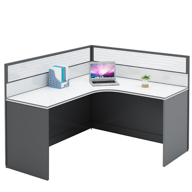 攸形屏风职员桌四人280*240*110cm张高清大图