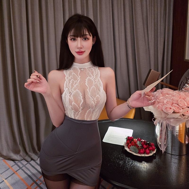 长夜漫漫性感情趣内衣纯欲风秘书蕾丝包臀裙制服套装qqny女1956高清大图