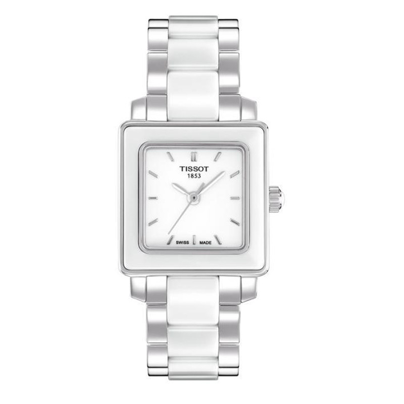 天梭 TISSOT 女士手表T-LADY系列 时尚 陶瓷表带 女表 石英表 女 T064.210.22.011.00