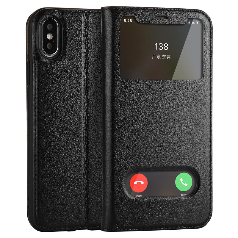 魅爱琳 苹果XS手机壳/iPhoneXs Max/XR手机套 保护套外壳 真皮开窗牛皮套翻盖 防摔耐用软套 商务大气时尚