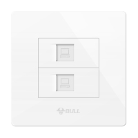 bull公牛开关插座86型G07经典白双电脑插座二位两位电脑网络插座面板双口网线插座面板