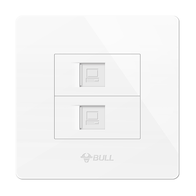 bull公牛开关插座86型G07经典白双电脑插座二位两位电脑网络插座面板双口网线插座面板