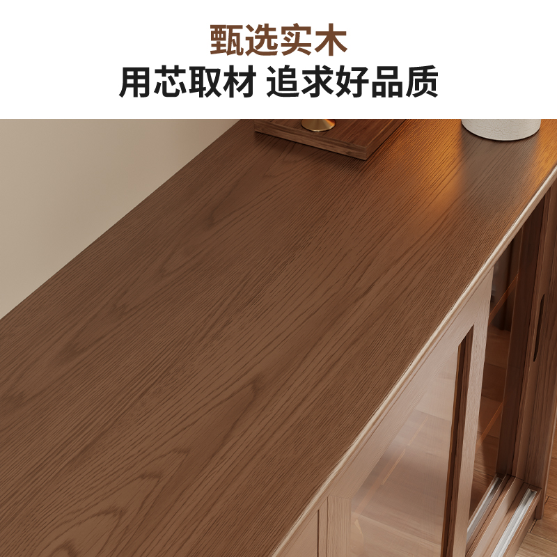 实木餐边柜餐桌一体家用小户型墙边柜简约储物柜子多功能折叠餐桌高清大图