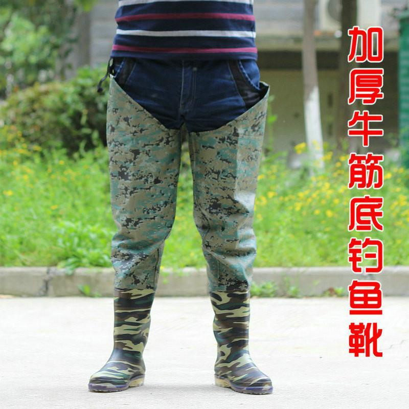 下水裤高筒过膝裤靴鱼裤水田靴迷彩水裤插秧靴钓鱼下水裤半身稻田鞋