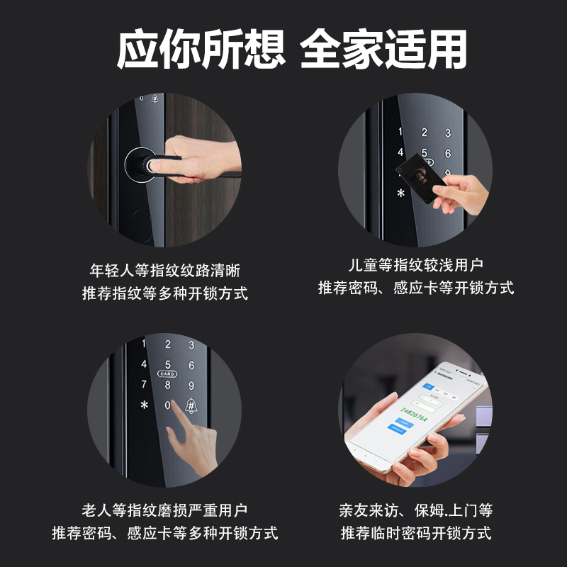 凡帝亚智能锁智能门锁 FDY-F06(指纹、密码、刷卡、钥匙)铝合金、显示屏和门铃高清大图