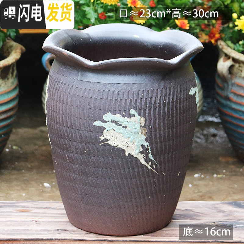 三维工匠特大陶罐花盆陶瓷大号土陶罐法师盆大口径多肉花盆高筒老桩盆 L-117 如图花盆容器高清大图