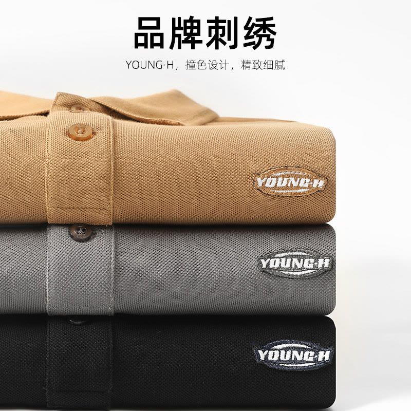 恒源祥长袖T恤男纯棉休闲秋季新款中年男士翻领polo衫商务男装图片