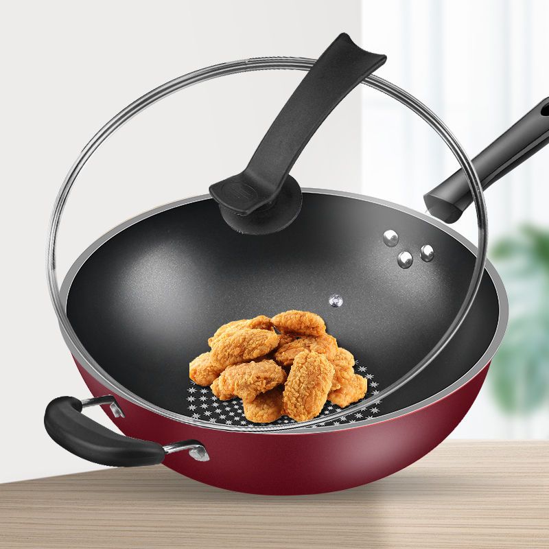 德国不粘炒锅炒菜锅不粘锅家用无油烟平底锅电磁炉燃气灶通用27cm无盖