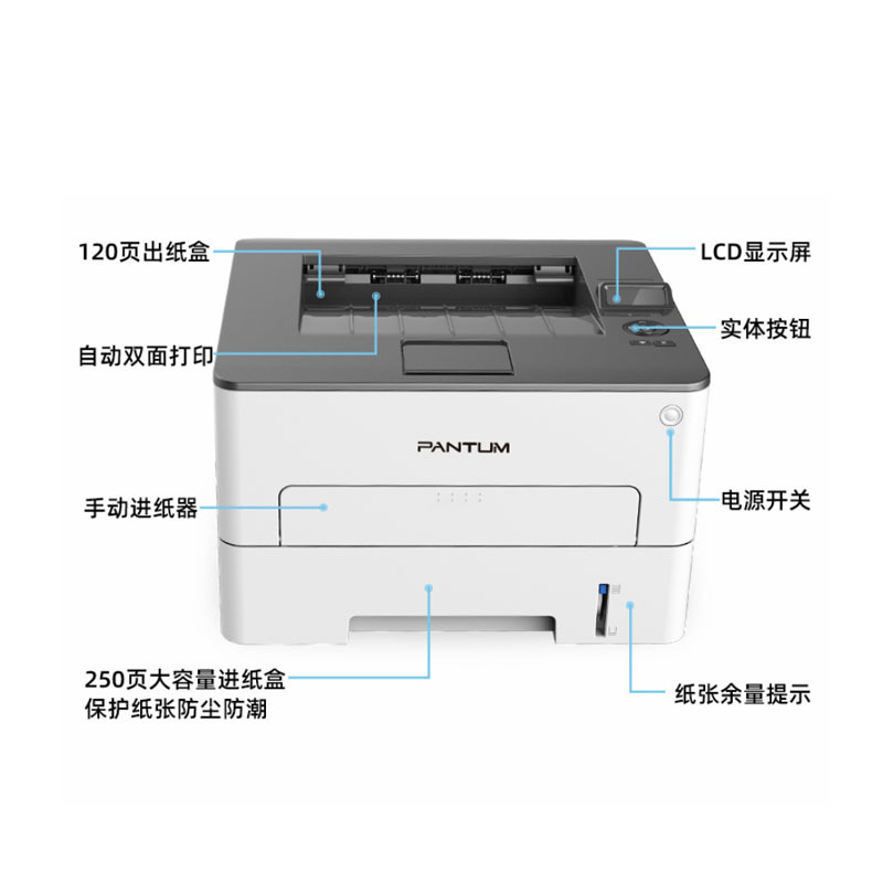 奔图(PANTUM)P3060D黑白激光打印机 自动双面打印 办公商用家用 一键驱动安装 高效办公