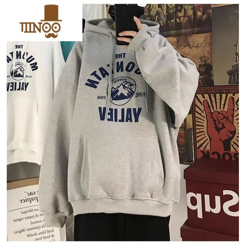 YANXU冬装新款韩版港味字母男女情侣连帽长袖卫衣宽松高清大图