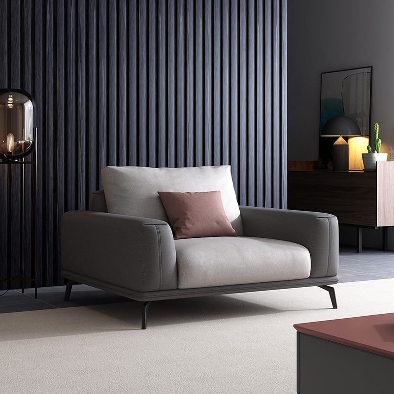 a家家具布艺沙发免洗科技布沙发乳胶高回弹海绵实木沙发现代简约灰色