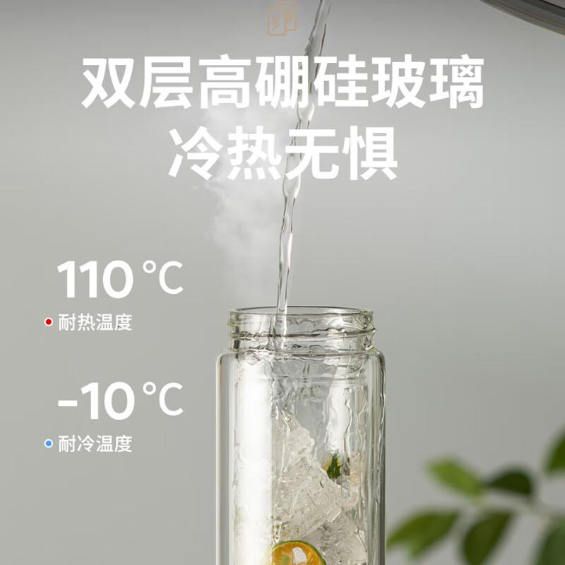 苏泊尔380ML集茶双享泡茶耐热玻璃杯KC38JF10小牛皮棕