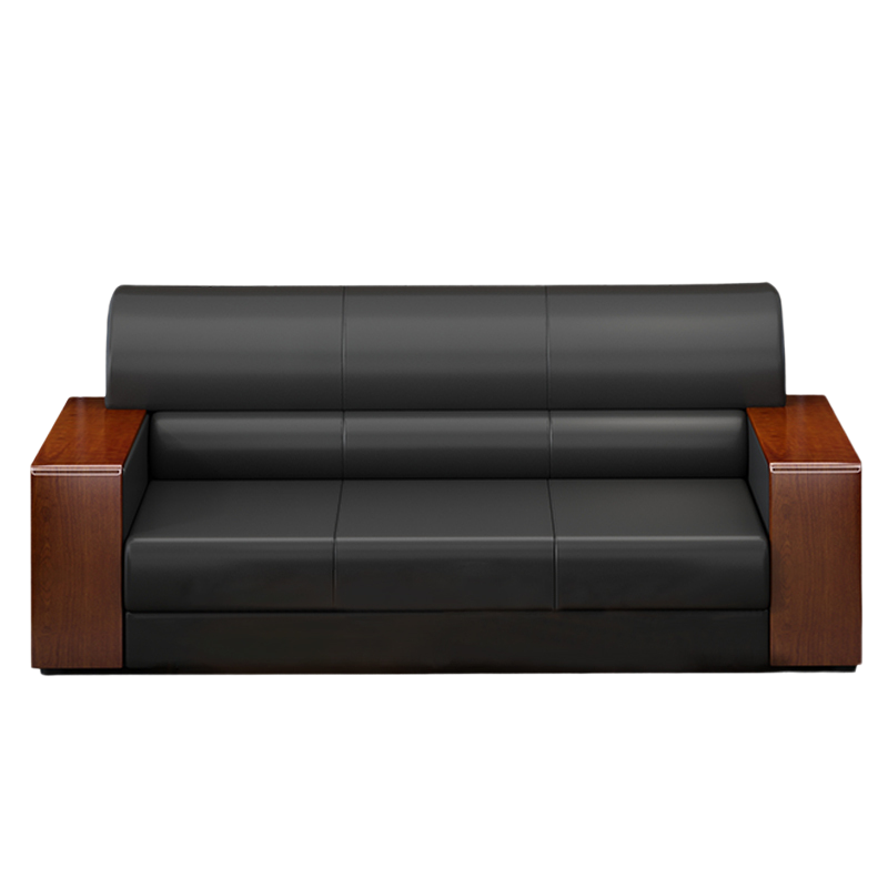 梦强办公沙发mq0153三人位环保西皮黑色参数