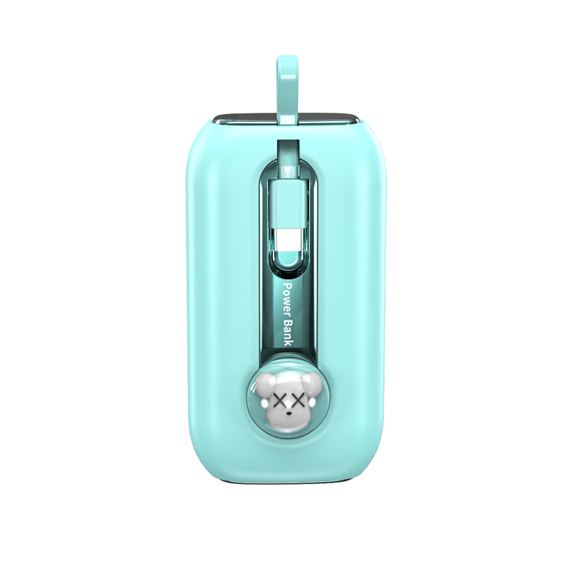 舒曼CK03 超级快充22.5W自带线充电款新款小巧便携10000毫安时大容量 可上飞机-自带双线 青绿色