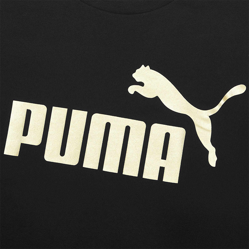 Puma Logo印花圆领针织短袖T恤 男款 黑色 845573-01