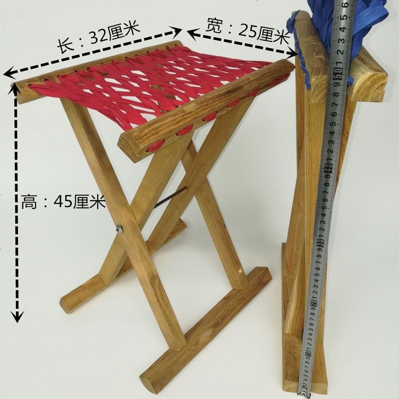 实木马扎折叠凳矮凳便携马扎成人加厚户外钓鱼穿绳马扎收纳折叠椅 槐木无漆大号马扎(45厘米)