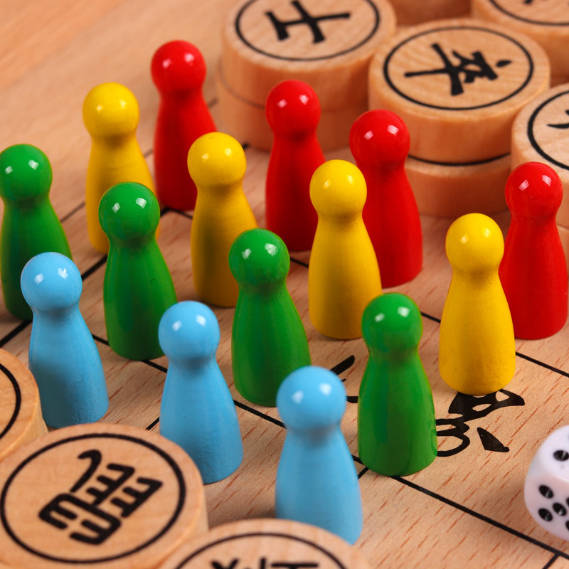 依木多功能飞行棋跳棋斗兽棋早教智力学生桌面游戏棋类玩具五子棋围棋