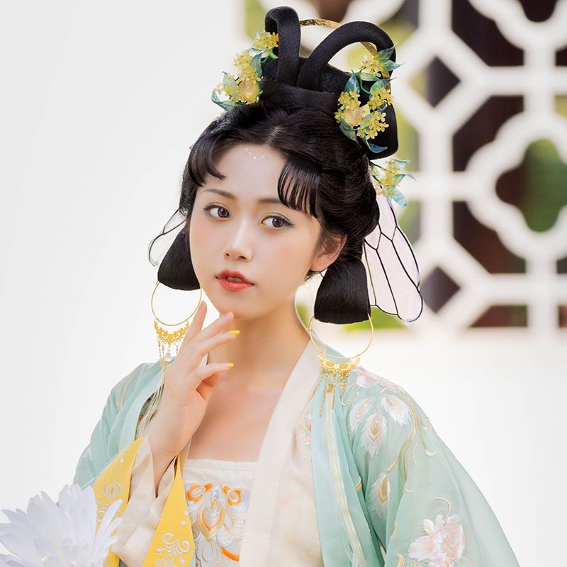 汉服假发包飞天发髻古装假发一体式发髻唐朝双头古风垫发包造型灵蛇