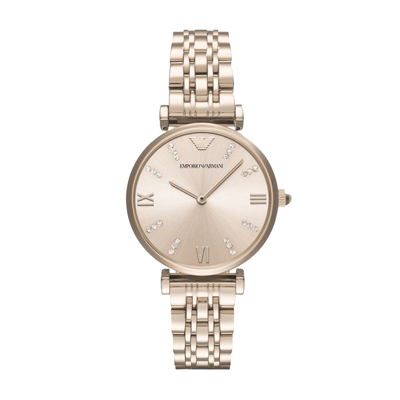 阿玛尼(Emporio Armani) 满天星女表 七夕情人节礼物送女友镶钻时尚石英腕表 金盘钢带 AR11059