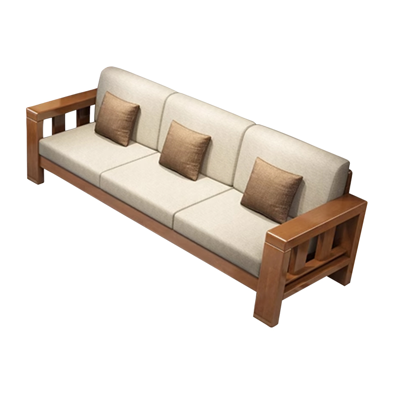 中豫鑫泽ZYXZ3113008 简约实木沙发胡桃色实木沙发 三人位