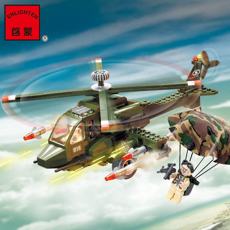 兼容乐高启蒙军事拼装积木飞机坦克炮哨站载兵车儿童玩具 陆军运兵车