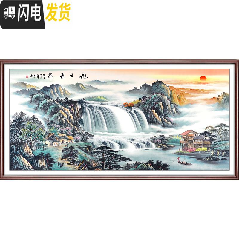 三维工匠旭日东升钻石画2019新款风景山水画满钻十字绣钻石 [满钻版]含炫彩AB钻150×70厘米[钻量多30-送9钻高清大图