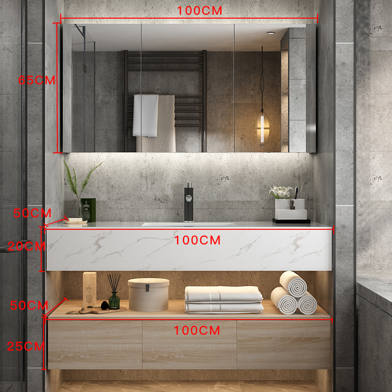 酒店式智能浴室柜组合实木大理石卫生间洗漱台双盆洗手洗脸盆柜卫