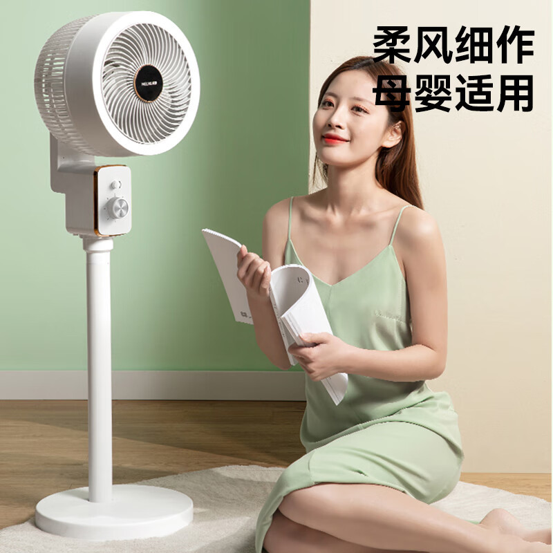 美菱空气循环扇电风扇家用落地扇遥控+8字摇头360度循环+显示屏 MPF-DZ3020(白色遥控)