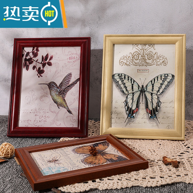 敬平复古相框摆台怀旧现代轻奢5 6 7寸画框七寸桌面A4美式小摆件定制 红木色 小12寸[内框20.3*30.5厘米]摆高清大图