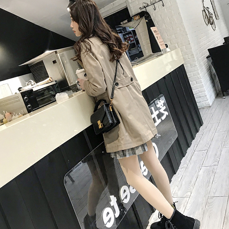 2018秋装女装韩版中长款朴正义风衣秋季小个子卡其色港风chic外套