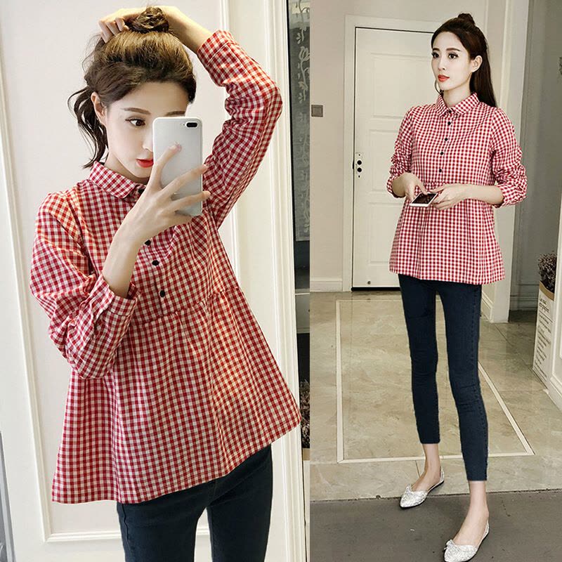 迪鲁奥(DILUAO)儿童乐园孕妇秋装套装时尚款装衬衫秋季洋气长袖上衣潮款裤子两件套图片