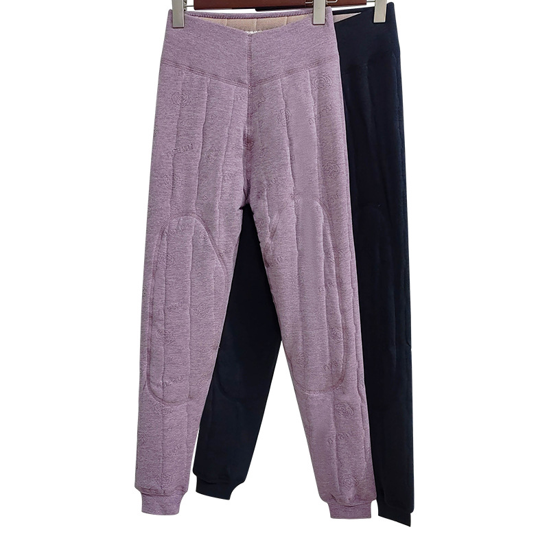 策霸CEBA100%羊毛绗缝保暖裤女加绒加厚-20度冬季护膝护腰棉裤女东北过冬高清大图