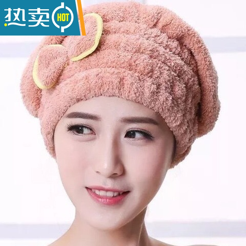 敬平蝴蝶结干发帽吸水包头巾女加厚干发巾女可爱浴帽洗头速干毛巾 蓝色高清大图