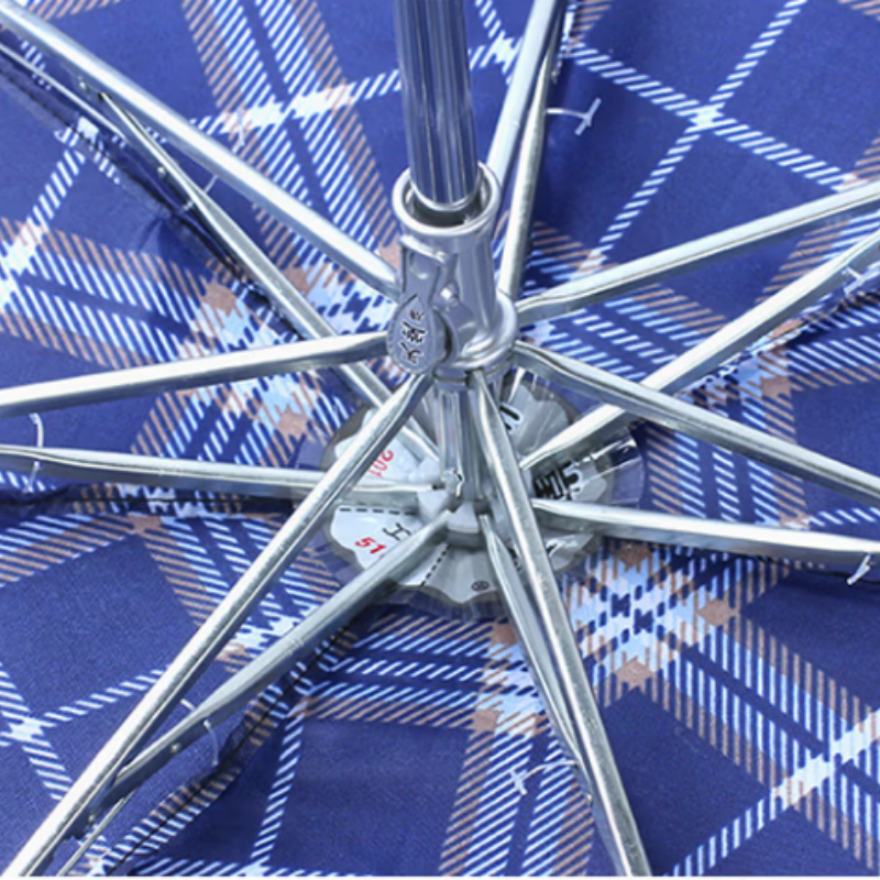 天堂防风雨伞三折男女款商务晴雨伞7K伞下96CM339S格 黑格子高清大图