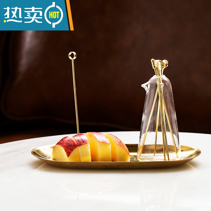 敬平不锈钢水果签ins风北欧创意玻璃企鹅果签座家用水果叉 欧式小奢华 A款果签6个装+企鹅瓶高清大图