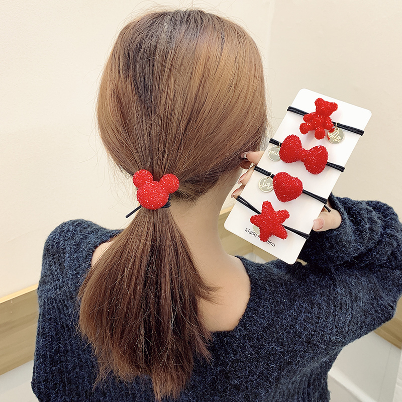 发绳头饰ins网红橡皮筋女扎头发饰品精致头绳女发圈简约皮套2蝴蝶结