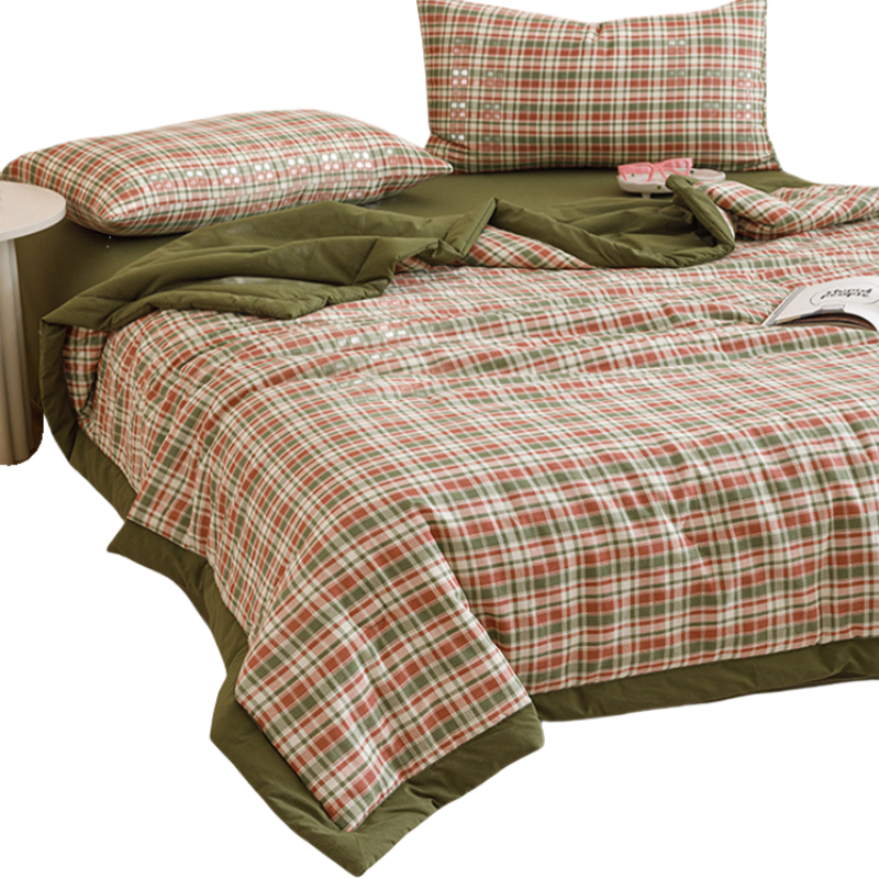 铭思沃双人被 200*230cm条 格子绿 套高清大图