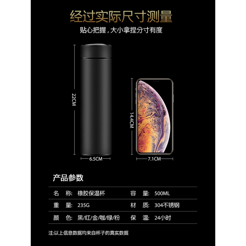 家柏饰(CORATED)保温杯男女学生便携家用不锈钢水杯子户外大容量商务茶杯定制logo 磨砂绿500ml高清大图