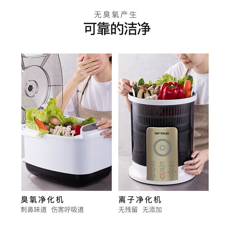 BINGLO 德国宾果果蔬机果蔬清洗机果蔬消毒机家用洗菜机洗肉鱼非臭氧食品净化机全自动多功能分解农残解毒机 金色9L