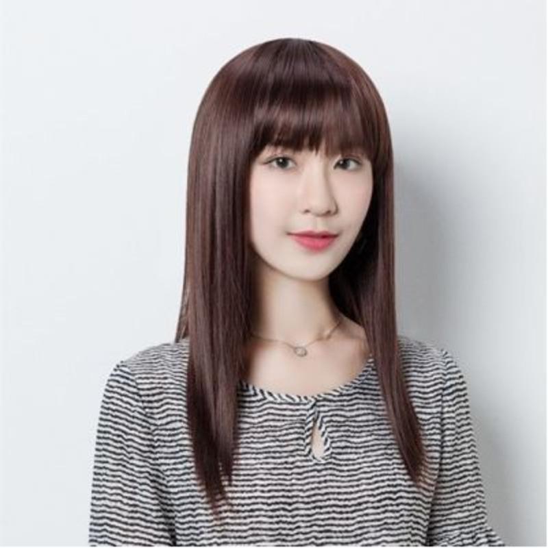军绿色 自然黑长度40cm+ 假发女长发长直发女士齐刘海中长发全头套隐形无痕逼真妈妈假头套