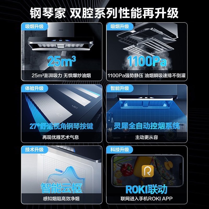 [灵犀科技]老板(ROBAM)烟灶套餐两件套欧式触控式AI控制25立方抽油烟机+5.2灶具厨电套装63A3S+57B2D
