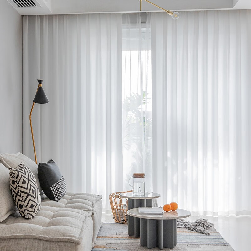 东纺拾光 DF4025 1M*2.7M 绸缎纱 窗帘 1.00 米/片 (计价单位:片) 白色高清大图