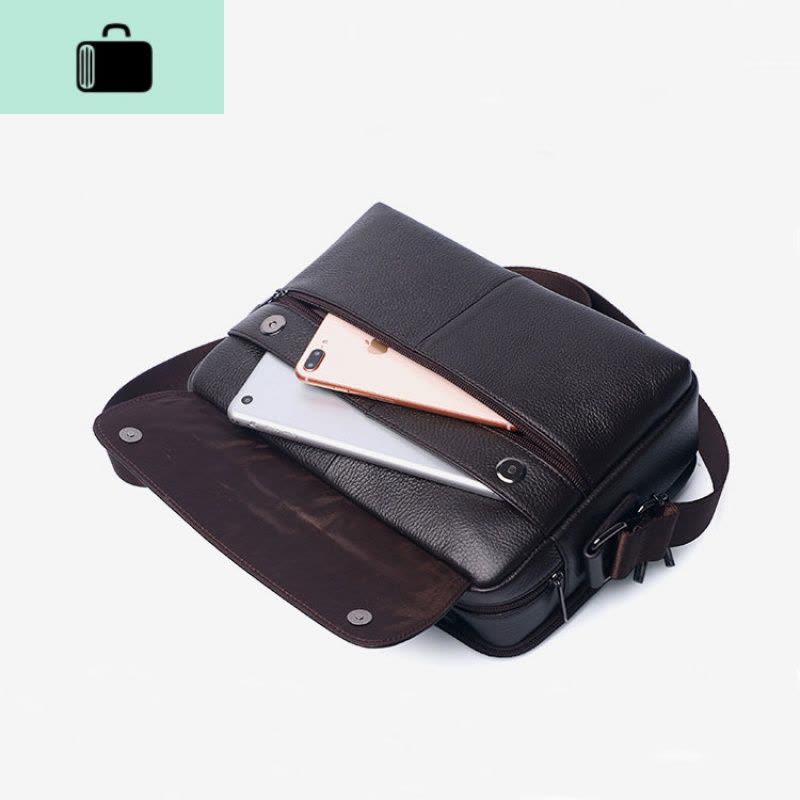 牛皮单肩包男士皮商务背包休闲斜挎包大容量IPAD包手提男包NEW LAKE男士手提包图片